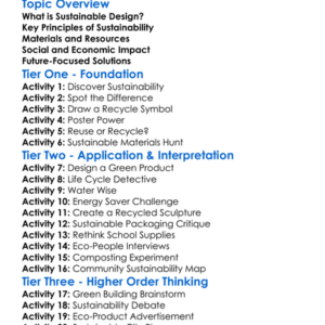 Sustainable Design Principles Worksheet Activity Booklet