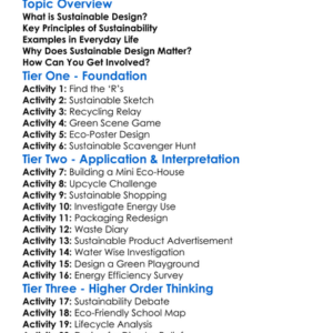Sustainable Design Worksheet Activity Booklet