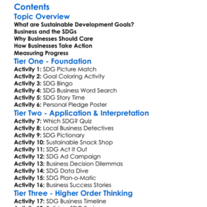 Sustainable Development Goals In Business Worksheet Activity Booklet