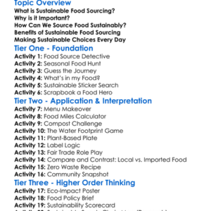 Sustainable Food Sourcing Worksheet Activity Booklet