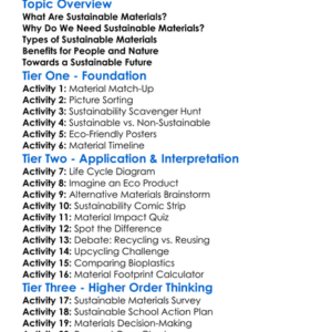 Sustainable Materials Worksheet Activity Booklet