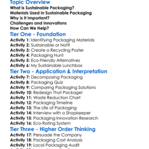 Sustainable Packaging Worksheet Activity Booklet