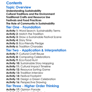 Sustainable Practices In Cultural Traditions Worksheet Activity Booklet
