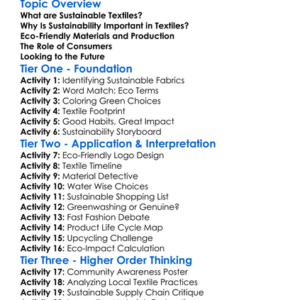 Sustainable Practices In Textiles Worksheet Activity Booklet