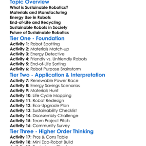 Sustainable Robotics Design Worksheet Activity Booklet