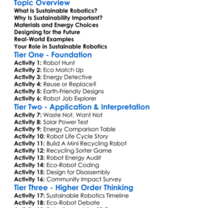 Sustainable Robotics Worksheet Activity Booklet