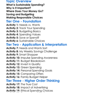 Sustainable Spending Worksheet Activity Booklet