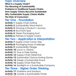Sustainable Supply Chains Worksheet Activity Booklet