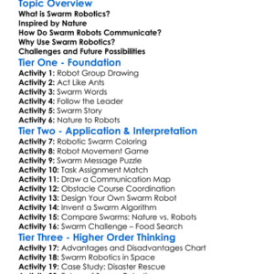 Swarm Robotics Concepts Worksheet Activity Booklet