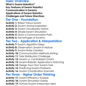 Swarm Robotics Fundamentals Worksheet Activity Booklet
