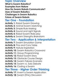 Swarm Robotics Worksheet Activity Booklet