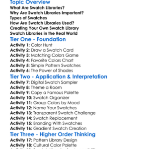 Swatch Libraries Worksheet Activity Booklet