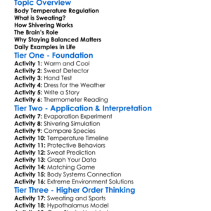 Sweating And Shivering Worksheet Activity Booklet