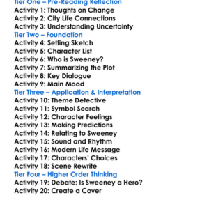 Sweeney Agonistes T S Eliot Worksheet Activity Booklet