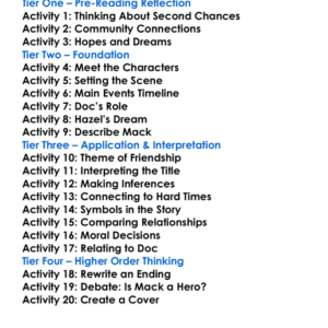 Sweet Thursday John Steinbeck Worksheet Activity Booklet