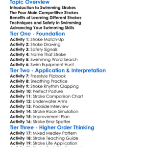 Swimming Strokes Worksheet Activity Booklet