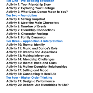 Swing Time Zadie Smith Worksheet Activity Booklet