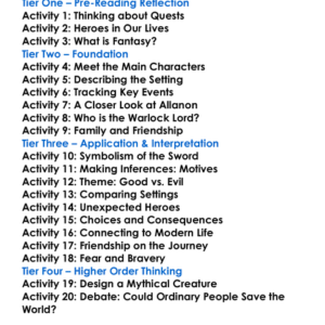 Sword Of Shannara Terry Brooks Worksheet Activity Booklet