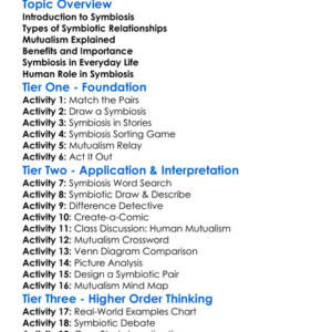 Symbiosis And Mutualism In Nature Worksheet Activity Booklet