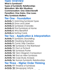 Symbiosis Examples Worksheet Activity Booklet