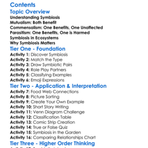 Symbiosis Mutualism Commensalism Parasitism Worksheet Activity Booklet