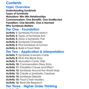 Symbiosis Parasitism And Commensalism Worksheet Activity Booklet