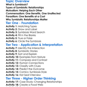 Symbiotic Relationships Worksheet Activity Booklet