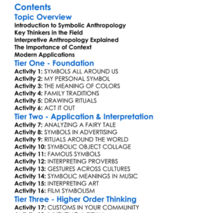 Symbolic And Interpretive Anthropology Worksheet Activity Booklet