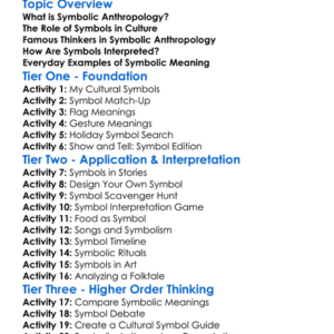 Symbolic Anthropology Worksheet Activity Booklet