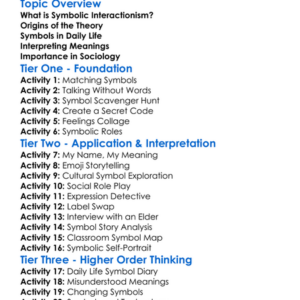 Symbolic Interactionism Worksheet Activity Booklet