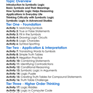 Symbolic Logic Worksheet Activity Booklet