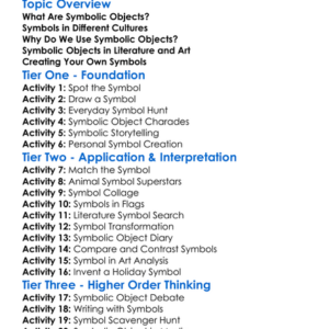 Symbolic Objects Worksheet Activity Booklet