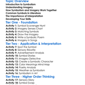 Symbolism And Imagery Worksheet Activity Booklet