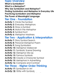 Symbolism And Metaphor Worksheet Activity Booklet