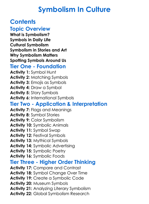 Symbolism In Culture Worksheet Activity Booklet