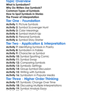 Symbolism In Literature Worksheet Activity Booklet