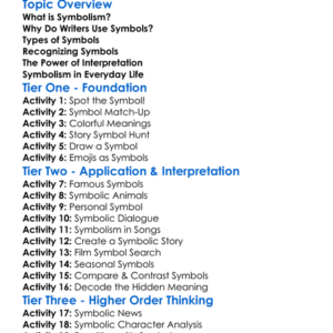 Symbolism Worksheet Activity Booklet