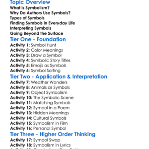 Symbolism Worksheet Activity Booklet