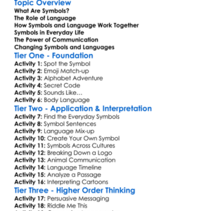 Symbols And Language Worksheet Activity Booklet