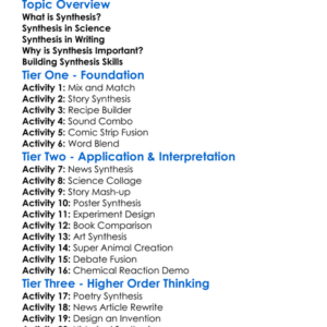 Synthesis Worksheet Activity Booklet