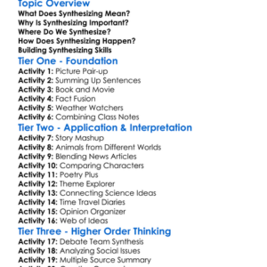 Synthesizing Information Worksheet Activity Booklet