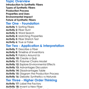 Synthetic Fibers And Their Production Worksheet Activity Booklet
