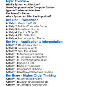 System Architecture Worksheet Activity Booklet