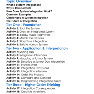 System Integration Worksheet Activity Booklet