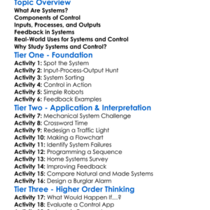 Systems And Control Worksheet Activity Booklet