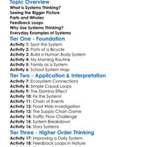 Systems Thinking Worksheet Activity Booklet