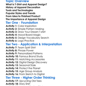 T-Shirt And Apparel Design Worksheet Activity Booklet