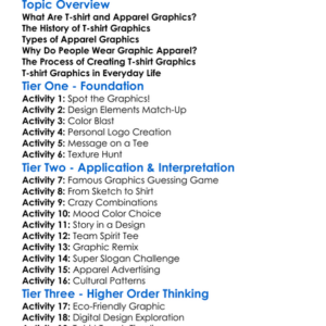 T-Shirt And Apparel Graphics Worksheet Activity Booklet