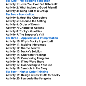 Tacky And The Emperor Worksheet Activity Booklet