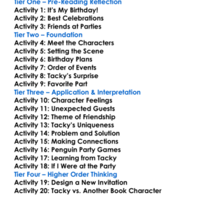 Tackys Birthday Worksheet Activity Booklet